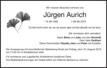 Anzeige von Jürgen Aurich von MGO