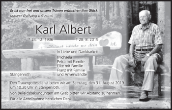 Anzeige von Karl Albert von MGO