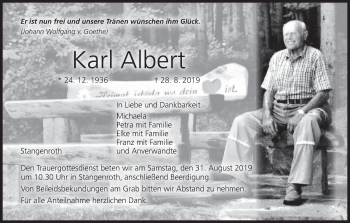 Anzeige von Karl Albert von MGO