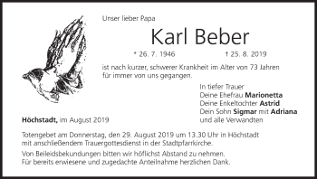 Anzeige von Karl Beber von MGO