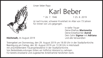 Anzeige von Karl Beber von MGO