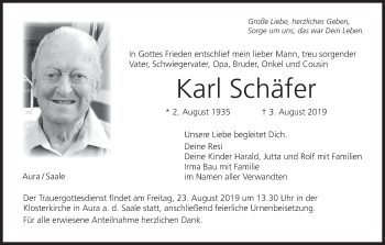 Anzeige von Karl Schäfer von MGO