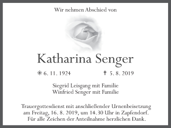Anzeige von Katharina Senger von MGO