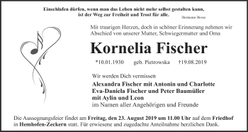 Anzeige von Kornelia Fischer von MGO