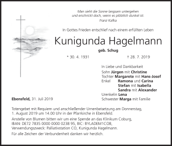 Anzeige von Kunigunda Hagelmann von MGO