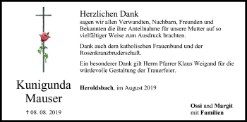 Anzeige von Kunigunda Mauser von MGO