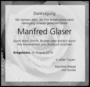 Anzeige von Manfred Glaser von MGO