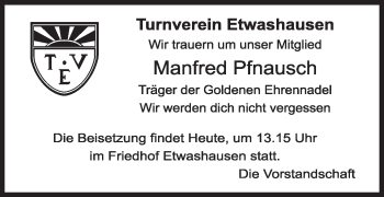 Anzeige von Manfred Pfnausch von MGO