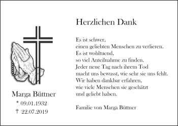 Anzeige von Marga Büttner von MGO