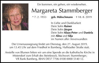 Anzeige von Margareta Stammberger von MGO