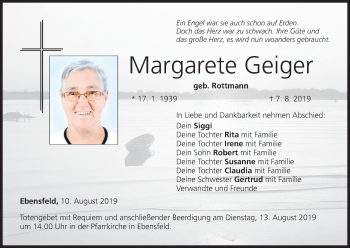 Anzeige von Margarete Geiger von MGO