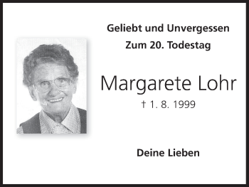 Anzeige von Margarete Lohr von MGO