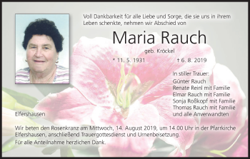 Anzeige von Maria Rauch von MGO