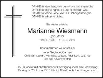 Anzeige von Marianne Wiesmann von MGO