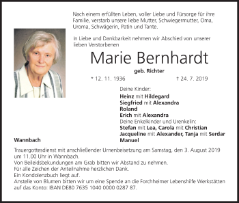 Anzeige von Marie Bernhardt von MGO