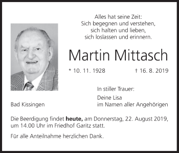 Anzeige von Martin Mittasch von MGO