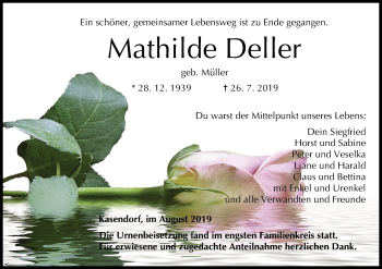 Anzeige von Mathilde Deller von MGO