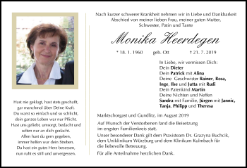 Anzeige von Monika Heerdegen von MGO