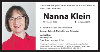 Anzeige von Nanna Klein von MGO