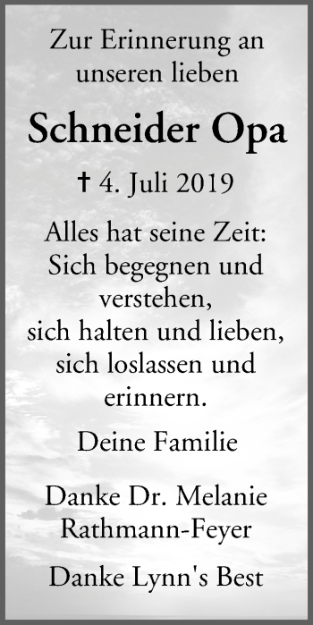 Anzeige von Opa Schneider von MGO