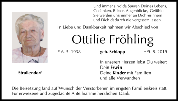 Anzeige von Ottilie Fröhling von MGO