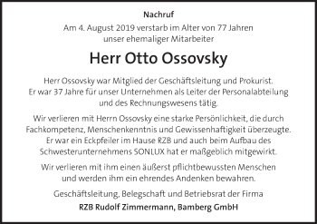 Anzeige von Otto Ossovsky von MGO