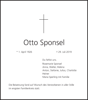 Anzeige von Otto Sponsel von MGO