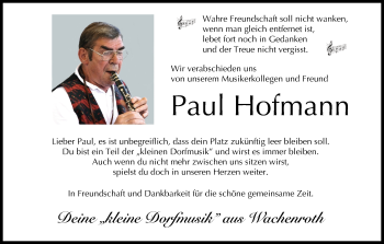 Anzeige von Paul Hofmann von MGO