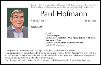 Anzeige von Paul Hofmann von MGO