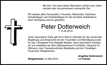 Anzeige von Peter Dotterweich von MGO