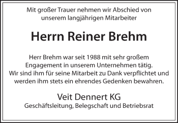 Anzeige von Reiner Brehm von MGO