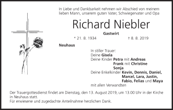 Anzeige von Richard Niebler von MGO