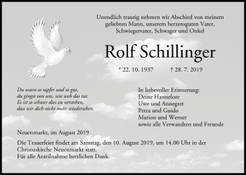 Anzeige von Rolf Schillinger von MGO