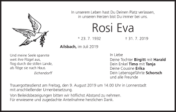 Anzeige von Rosi Eva von MGO