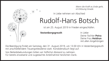 Anzeige von Rudolf-Hans Botsch von MGO