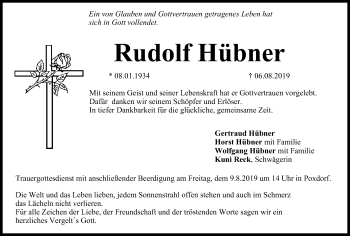 Anzeige von Rudolf Hübner von MGO