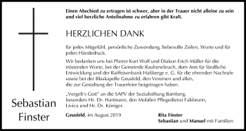 Anzeige von Sebastian Finster von MGO