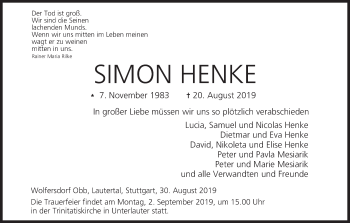 Anzeige von Simon Henke von MGO