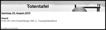 Anzeige von Totentafel vom 03.08.2019 von MGO