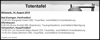 Anzeige von Totentafel vom 14.08.2019 von MGO