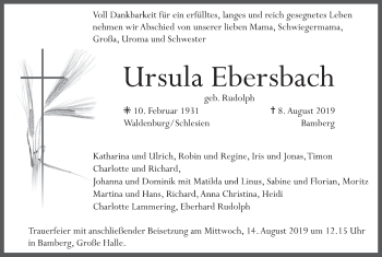 Anzeige von Ursula Ebersbach von MGO