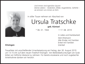 Anzeige von Ursula Tratschke von MGO