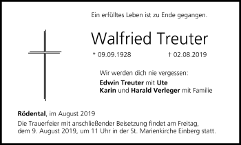 Anzeige von Walfried Treuter von MGO