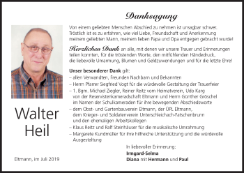 Anzeige von Walter Heil von MGO