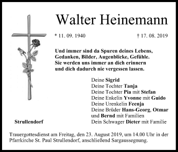 Anzeige von Walter Heinemann von MGO