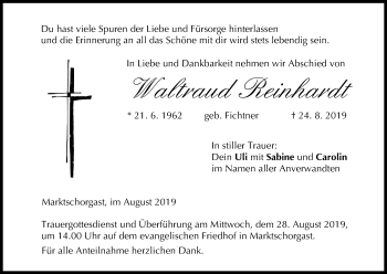 Anzeige von Waltraud Reinhardt von MGO