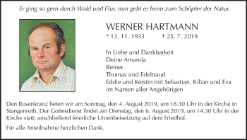 Anzeige von Werner Hartmann von MGO