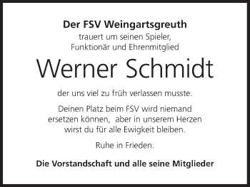 Anzeige von Werner Schmidt von MGO
