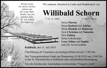 Anzeige von Willibald Schorn von MGO