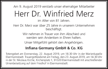 Anzeige von Winfried Merz von MGO